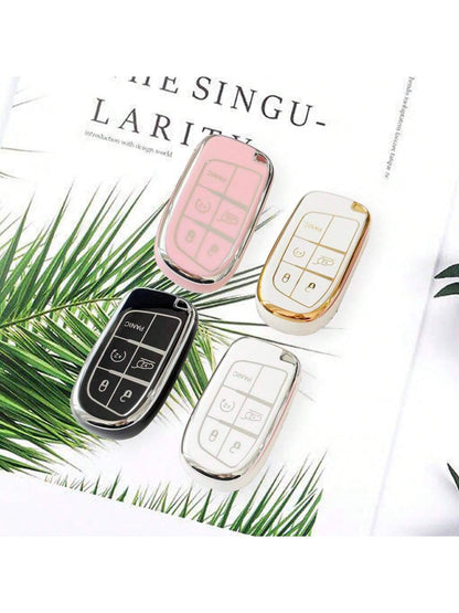 TPU Car Pink/Silver/Purple/White Gold/Blue/Black Silver Key Shell Cover Fob For Renegade, Fiat Compass, Grand Cherokee, Chrysler 300C, Dodge Ram, Charger, Challenger