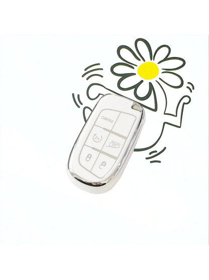 TPU Car Pink/Silver/Purple/White Gold/Blue/Black Silver Key Shell Cover Fob For Renegade, Fiat Compass, Grand Cherokee, Chrysler 300C, Dodge Ram, Charger, Challenger