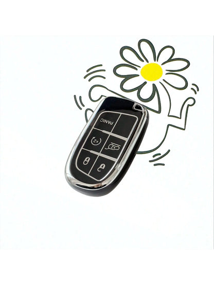TPU Car Pink/Silver/Purple/White Gold/Blue/Black Silver Key Shell Cover Fob For Renegade, Fiat Compass, Grand Cherokee, Chrysler 300C, Dodge Ram, Charger, Challenger