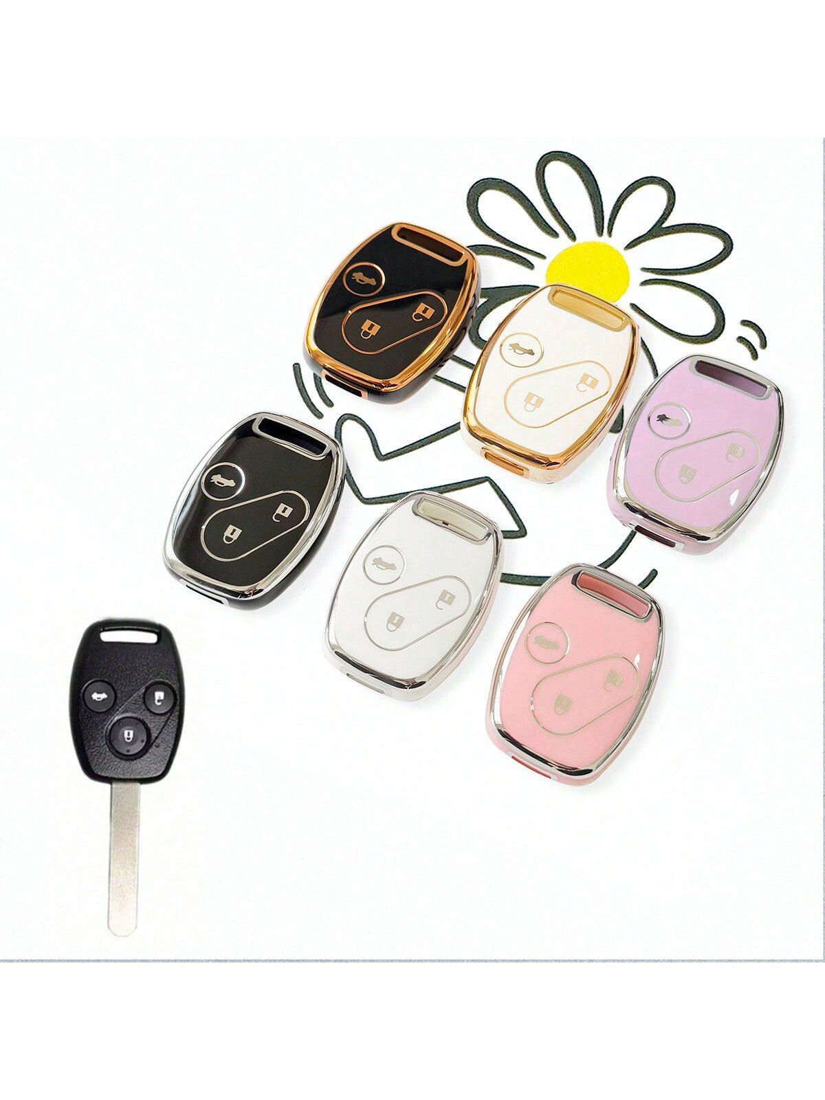 TPU Car Remote Key Cover Suitable For 8th Generation Accord, Civic, CR-V, Fit, And Odyssey, Soft TPU Protection, Ideal Gift