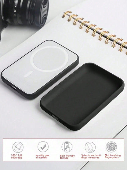 TPU Soft Matte MagSafe Battery Protective Case, Compatible, Full Coverage Protection, Anti-Drop Design, Delicate Touch, Compatible With Wireless Charger Cable Protector, Charger Protector