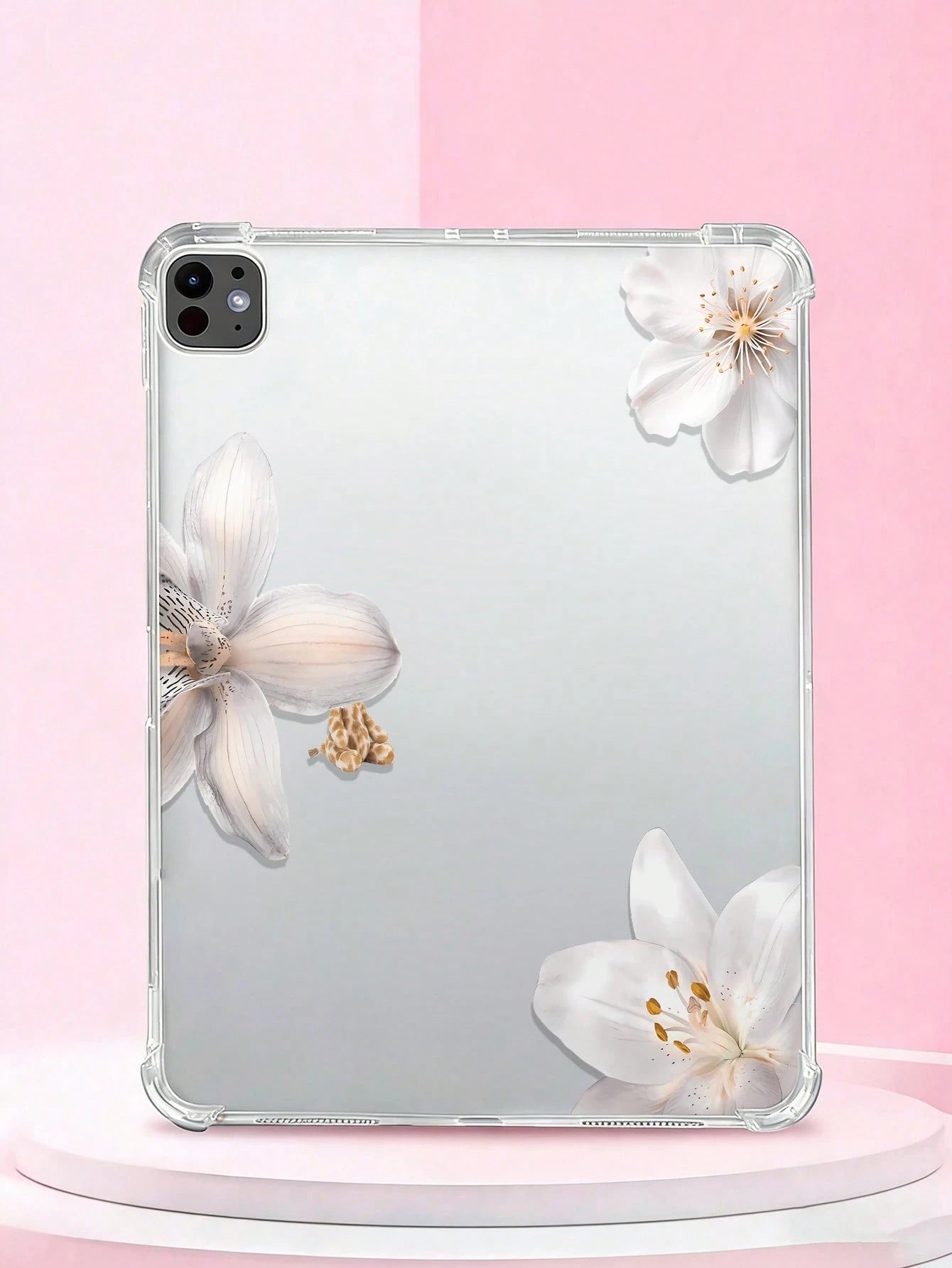 Transparent Romantic Floral Protective Case: Fashionable Lily Flower, Showcasing Stylish Charm. Compatible With IPad Pro 11-Inch, Air 2, Air 5th Gen (2022), Air 11-Inch (M2) (2024), Air 11-Inch (M3) (