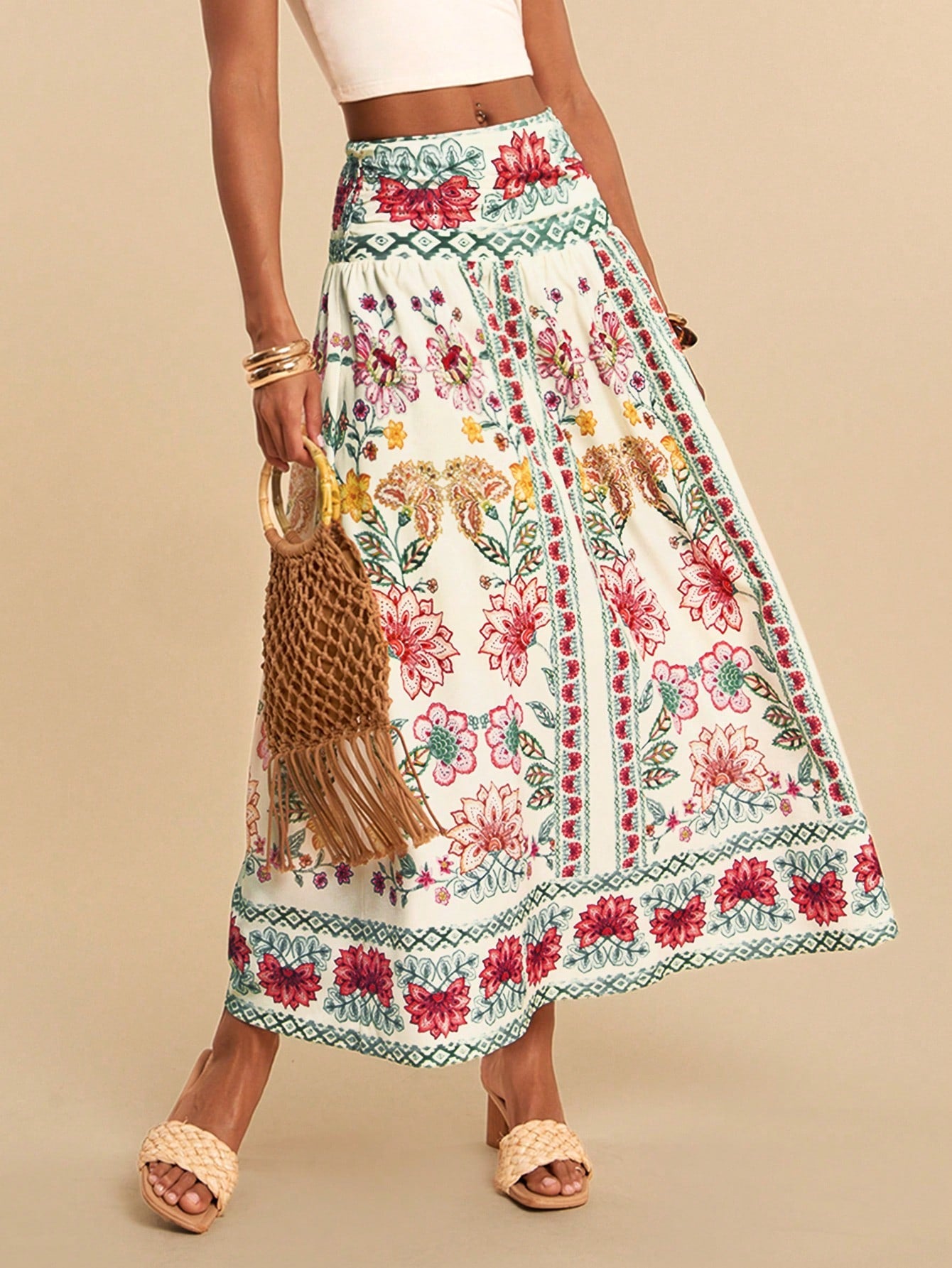 Travachic Women's Printed Woven Skirt, Suitable For Spring/Summer Vacation