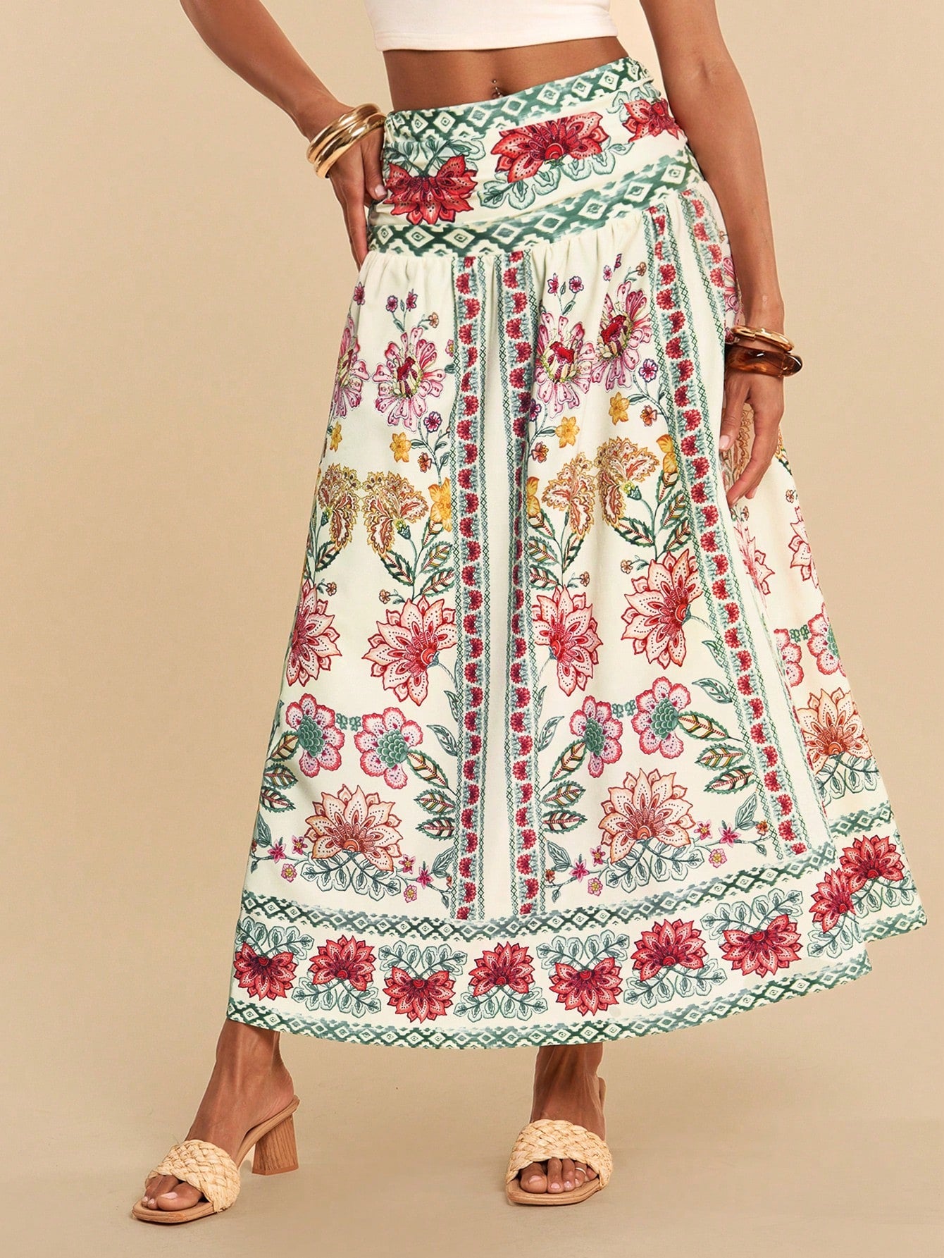 Travachic Women's Printed Woven Skirt, Suitable For Spring/Summer Vacation