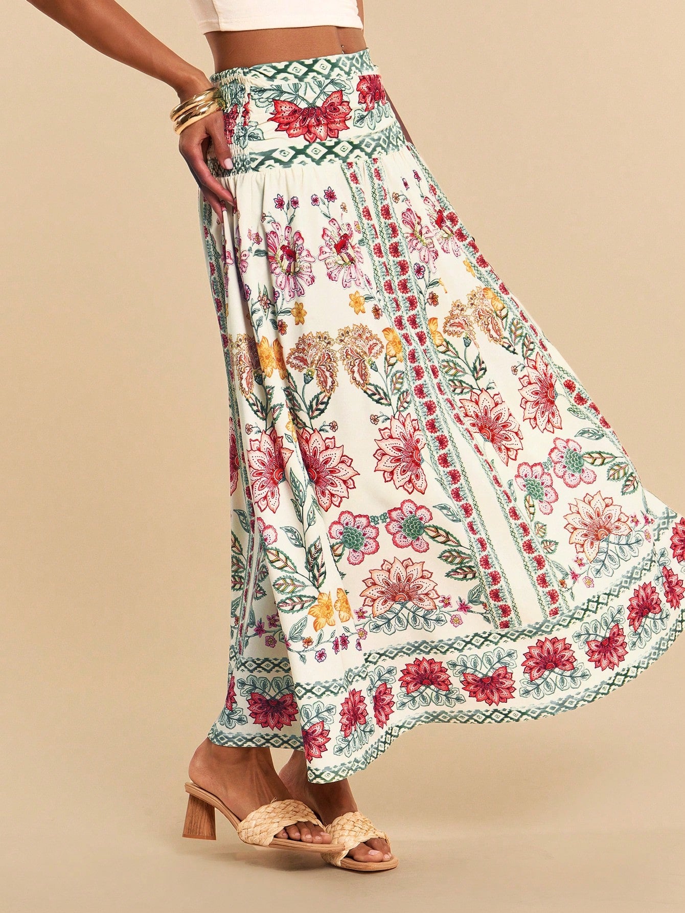 Travachic Women's Printed Woven Skirt, Suitable For Spring/Summer Vacation