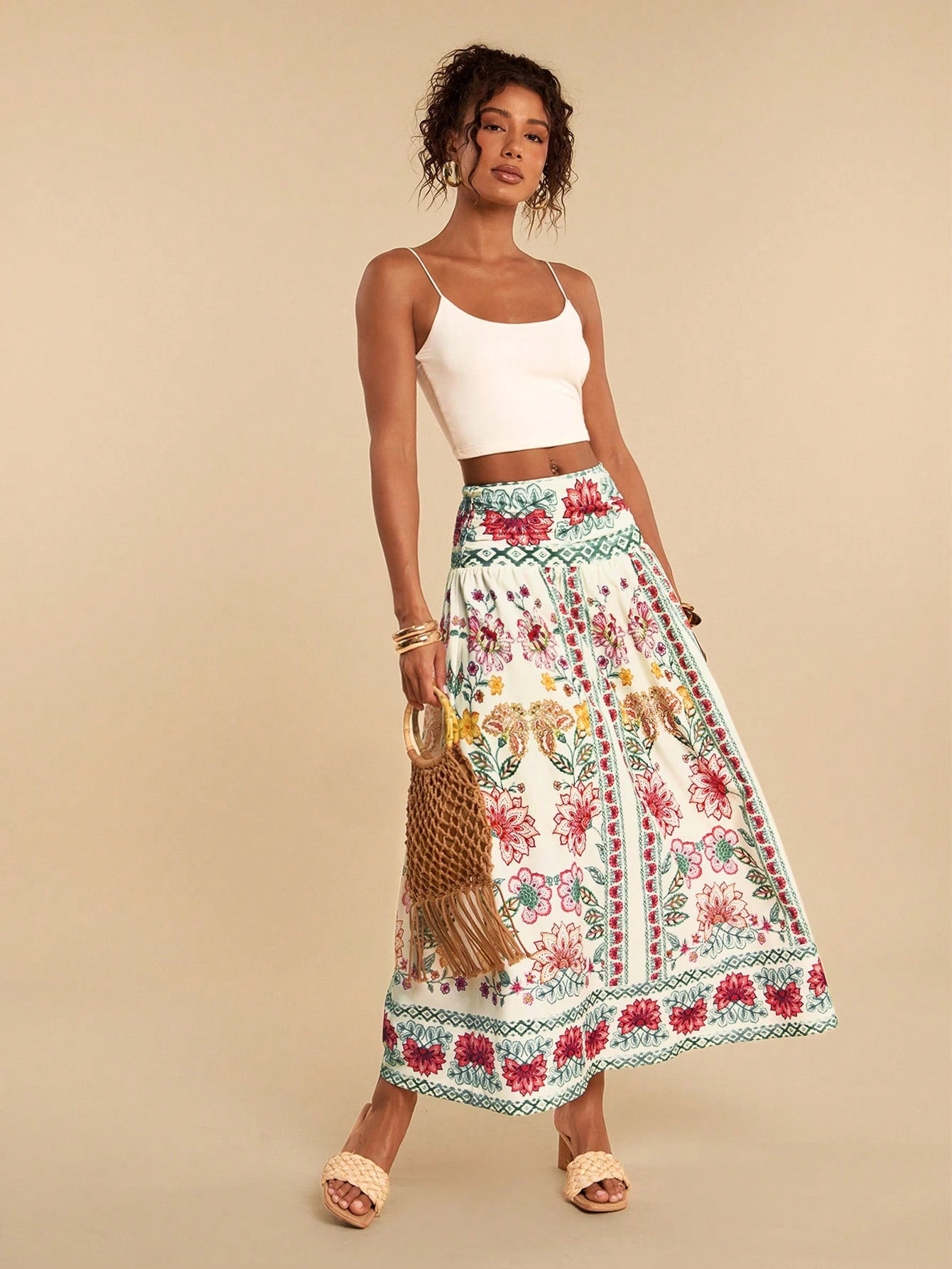 Travachic Women's Printed Woven Skirt, Suitable For Spring/Summer Vacation