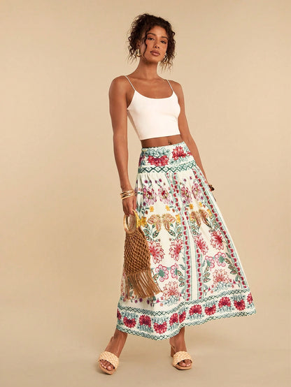 Travachic Women's Printed Woven Skirt, Suitable For Spring/Summer Vacation