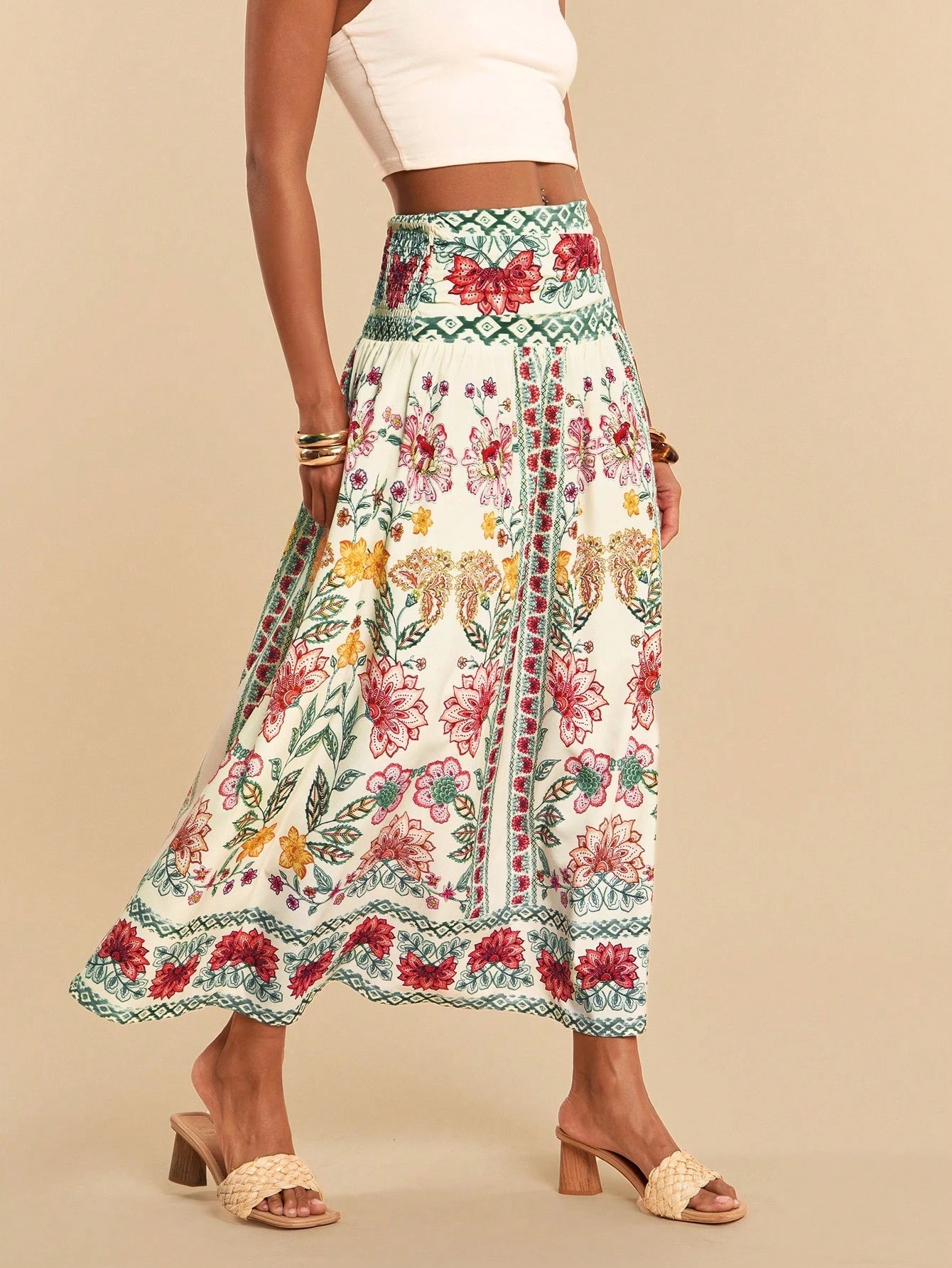 Travachic Women's Printed Woven Skirt, Suitable For Spring/Summer Vacation