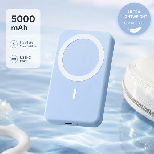 Travel Essentials 5000mAh Magnetic Wireless Power Bank 22.5W Wired Fast Charging 15W Wireless Charging Slim Compact Lightweight Portable Charger Strong Magnetic Suction Precise Alignment Cable Free Ph