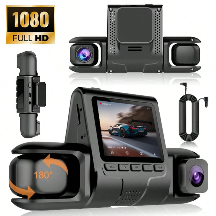 Two/Triple Camera Dash Cam- Infrared Night Vision, 1080P Front And 720P Rear,170° Wide Angle & Built-In Audio- Optional 32GB Card, Loop Recording, G-Sensor- Perfect Vehicle Safety Camera 24 Hours P