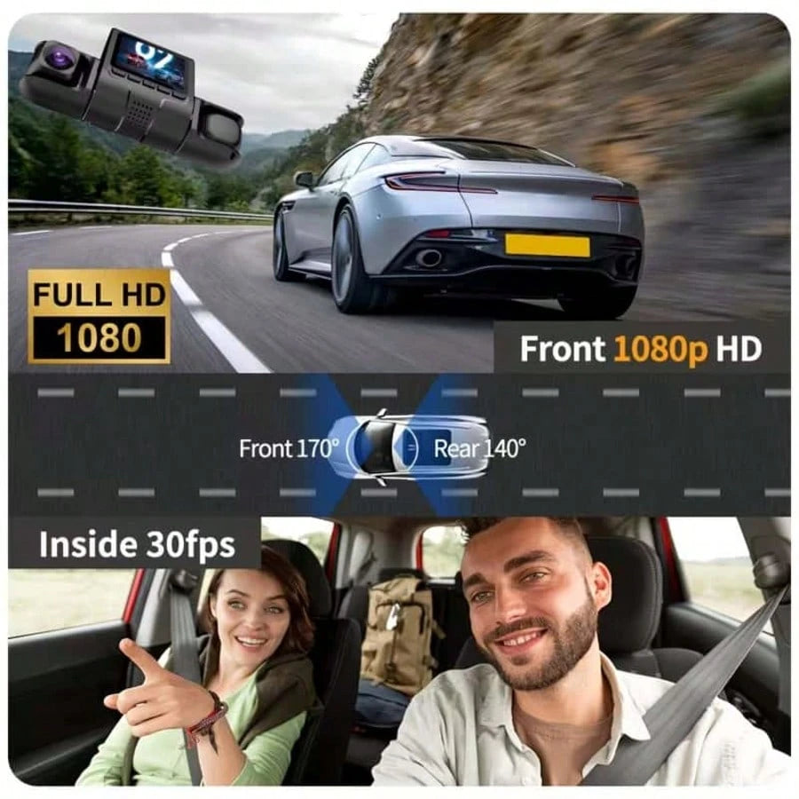 Two/Triple Camera Dash Cam- Infrared Night Vision, 1080P Front And 720P Rear,170° Wide Angle & Built-In Audio- Optional 32GB Card, Loop Recording, G-Sensor- Perfect Vehicle Safety Camera 24 Hours P