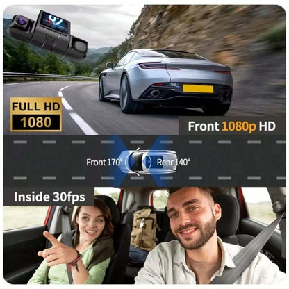 Two/Triple Camera Dash Cam- Infrared Night Vision, 1080P Front And 720P Rear,170° Wide Angle & Built-In Audio- Optional 32GB Card, Loop Recording, G-Sensor- Perfect Vehicle Safety Camera 24 Hours P