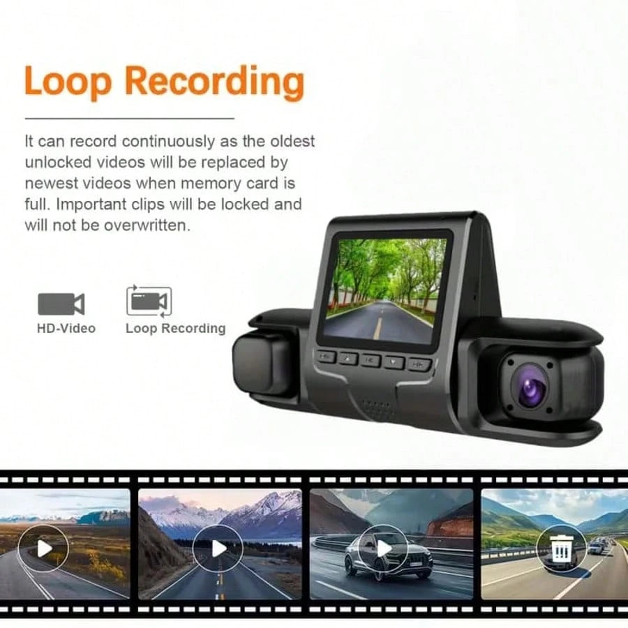 Two/Triple Camera Dash Cam- Infrared Night Vision, 1080P Front And 720P Rear,170° Wide Angle & Built-In Audio- Optional 32GB Card, Loop Recording, G-Sensor- Perfect Vehicle Safety Camera 24 Hours P