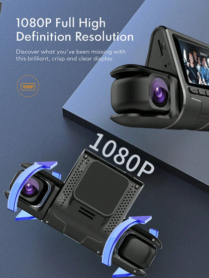 Two/Triple Camera Dash Cam- Infrared Night Vision, 1080P Front And 720P Rear,170° Wide Angle & Built-In Audio- Optional 32GB Card, Loop Recording, G-Sensor- Perfect Vehicle Safety Camera 24 Hours P