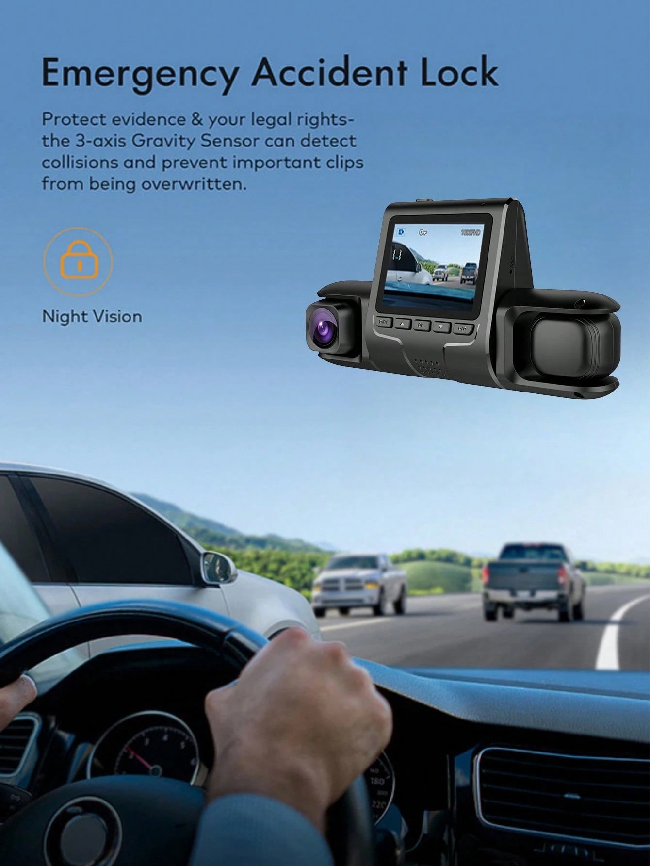 Two/Triple Camera Dash Cam- Infrared Night Vision, 1080P Front And 720P Rear,170° Wide Angle & Built-In Audio- Optional 32GB Card, Loop Recording, G-Sensor- Perfect Vehicle Safety Camera 24 Hours P
