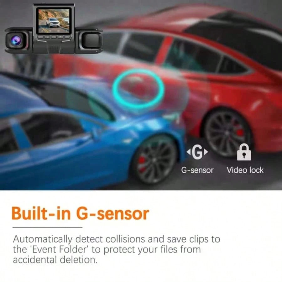 Two/Triple Camera Dash Cam- Infrared Night Vision, 1080P Front And 720P Rear,170° Wide Angle & Built-In Audio- Optional 32GB Card, Loop Recording, G-Sensor- Perfect Vehicle Safety Camera 24 Hours P