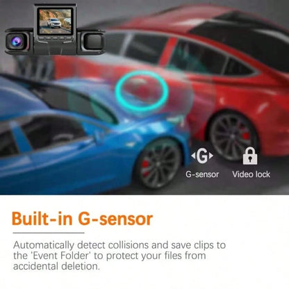 Two/Triple Camera Dash Cam- Infrared Night Vision, 1080P Front And 720P Rear,170° Wide Angle & Built-In Audio- Optional 32GB Card, Loop Recording, G-Sensor- Perfect Vehicle Safety Camera 24 Hours P