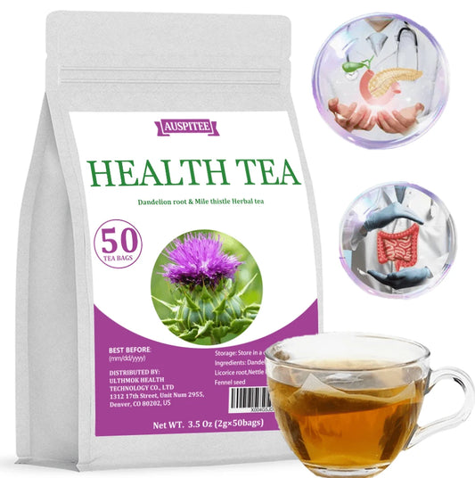 ULTHMOK Liver Health Tea,3.5oz(2g*50bags),Dandelion Root,Milk Thistle,Peppermint,7 Natural Ingredients Formula Herbal Tea