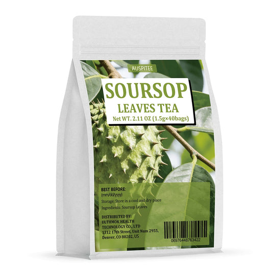 ULTHMOK Soursop Leaf Tea Bags, 40 Bags, 60g, No Additives, Pure Natural Soursop Leaves Sun-Dried, Triangular Tea Bags, Convenient For Brewing, Afternoon Tea