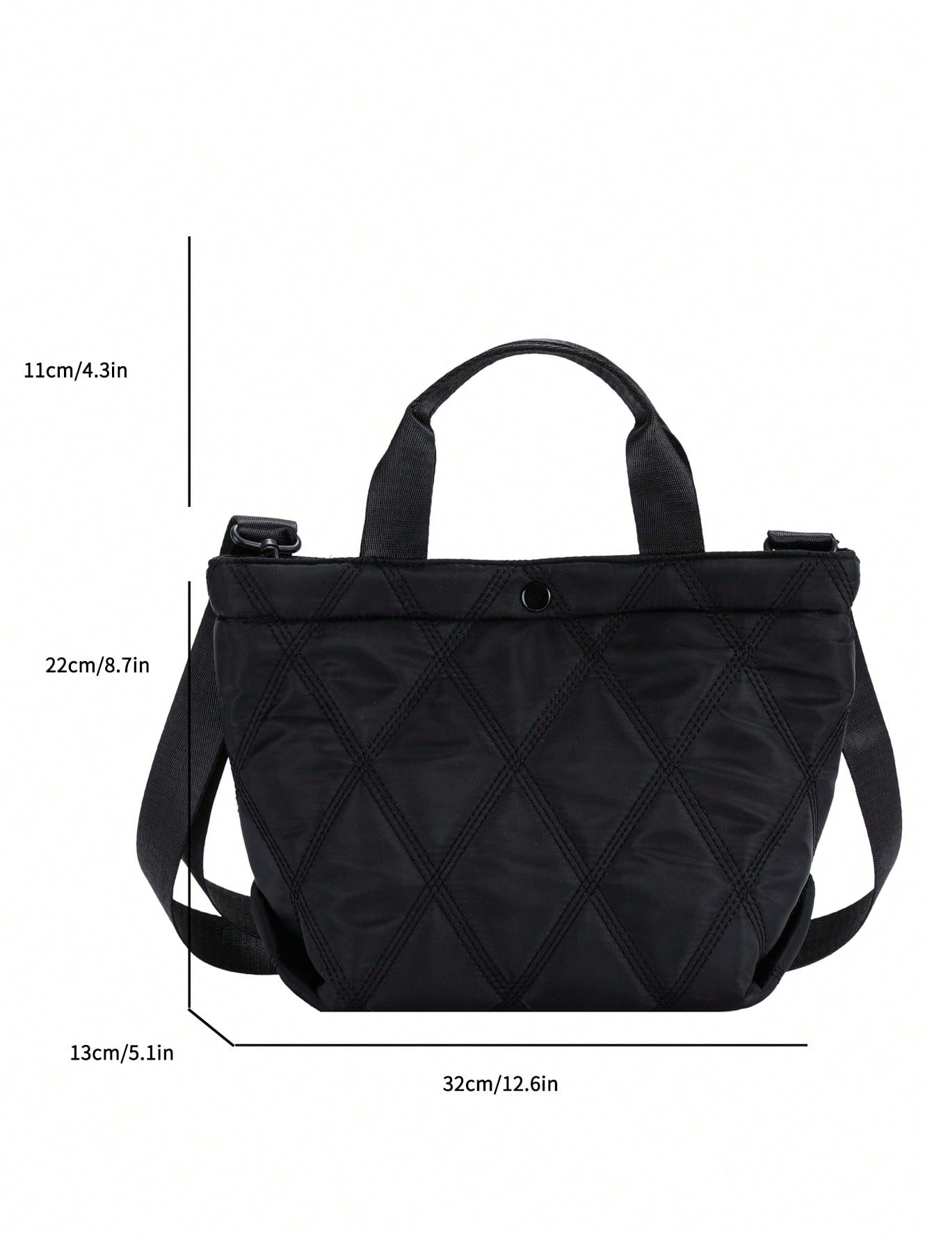 Ultra-light Nylon Stitching Bag, Casual Crescent-shaped Hobo Shoulder Bag, Diamond Pattern Shoulder Bag For Daily Use