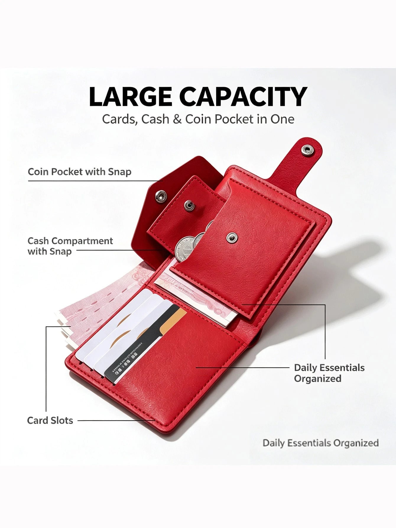 Unisex Thin Snap Fold Small Wallet Multi Slots Mini Coin Cash Purse