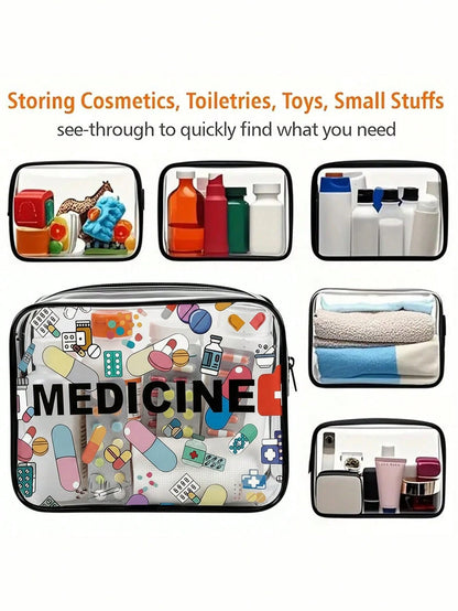 Unisex Transparent Travel Toiletry Bag- Lightweight PVC Material, With Zipper, Can Store Cosmetics And Medicines, Suitable For Carry-On Luggage, Can Be Used For Airport, Gym Or Daily Use, Transparent