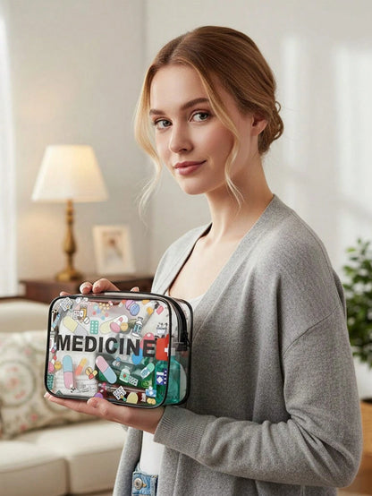 Unisex Transparent Travel Toiletry Bag- Lightweight PVC Material, With Zipper, Can Store Cosmetics And Medicines, Suitable For Carry-On Luggage, Can Be Used For Airport, Gym Or Daily Use, Transparent
