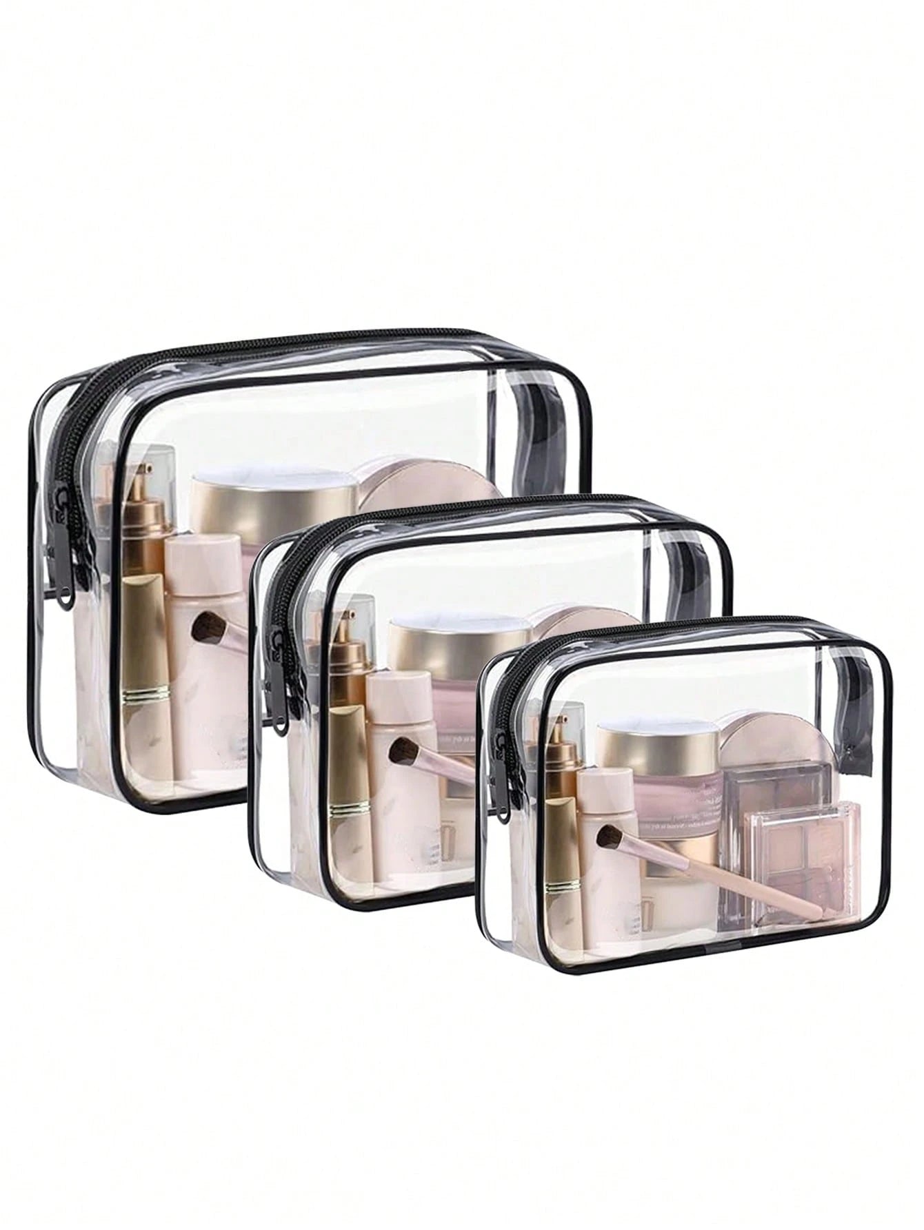 Unisex Transparent Travel Toiletry Bag- Lightweight PVC Material, With Zipper, Can Store Cosmetics And Medicines, Suitable For Carry-On Luggage, Can Be Used For Airport, Gym Or Daily Use, Transparent