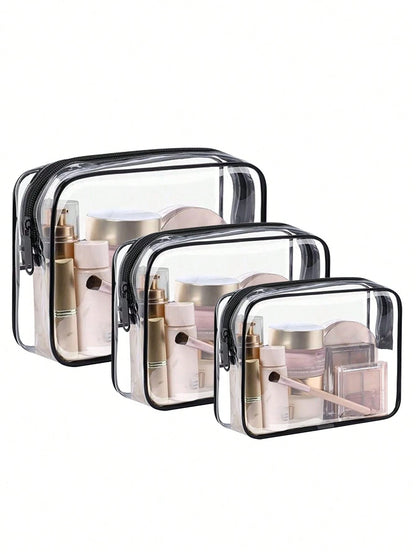 Unisex Transparent Travel Toiletry Bag- Lightweight PVC Material, With Zipper, Can Store Cosmetics And Medicines, Suitable For Carry-On Luggage, Can Be Used For Airport, Gym Or Daily Use, Transparent