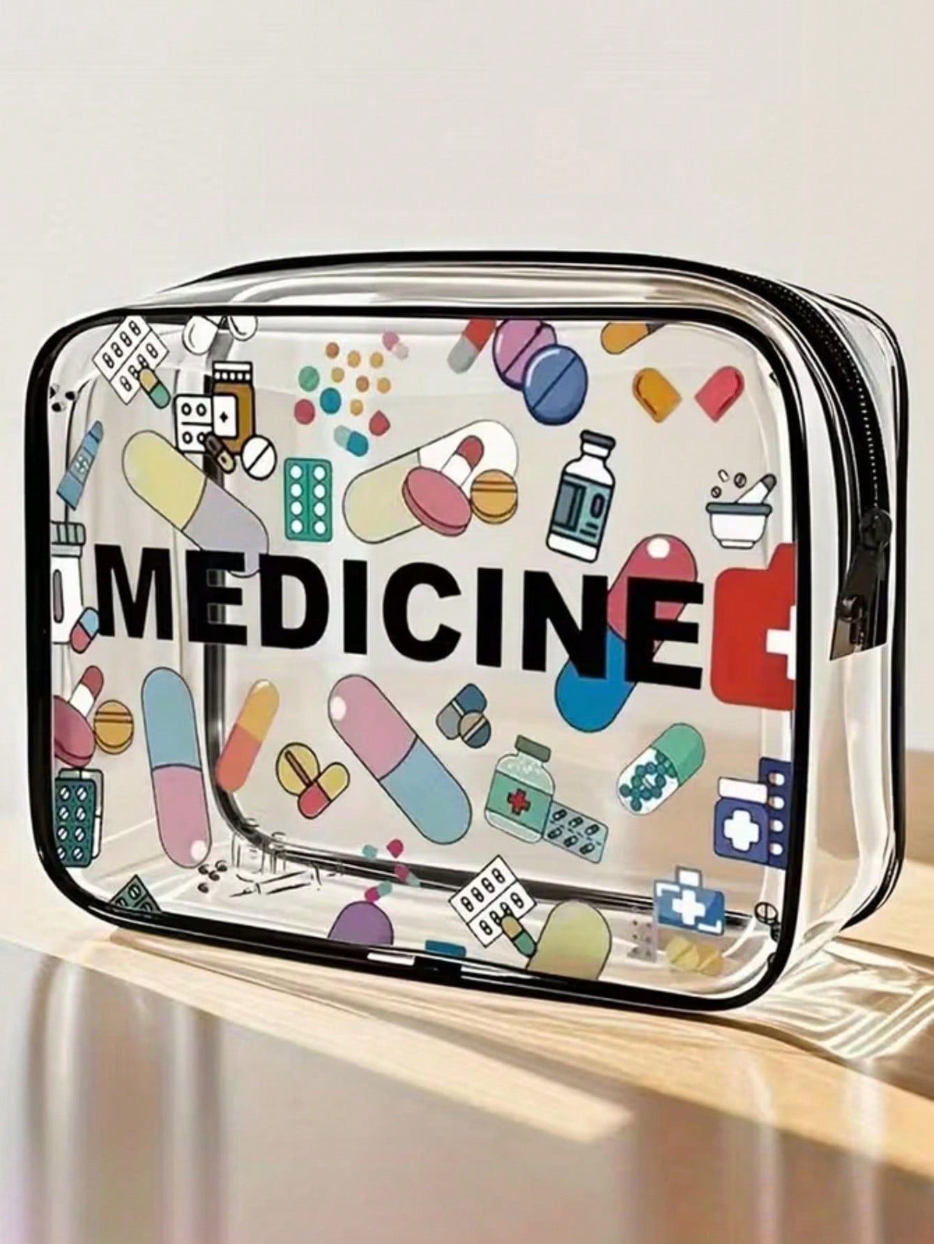 Unisex Transparent Travel Toiletry Bag- Lightweight PVC Material, With Zipper, Can Store Cosmetics And Medicines, Suitable For Carry-On Luggage, Can Be Used For Airport, Gym Or Daily Use, Transparent