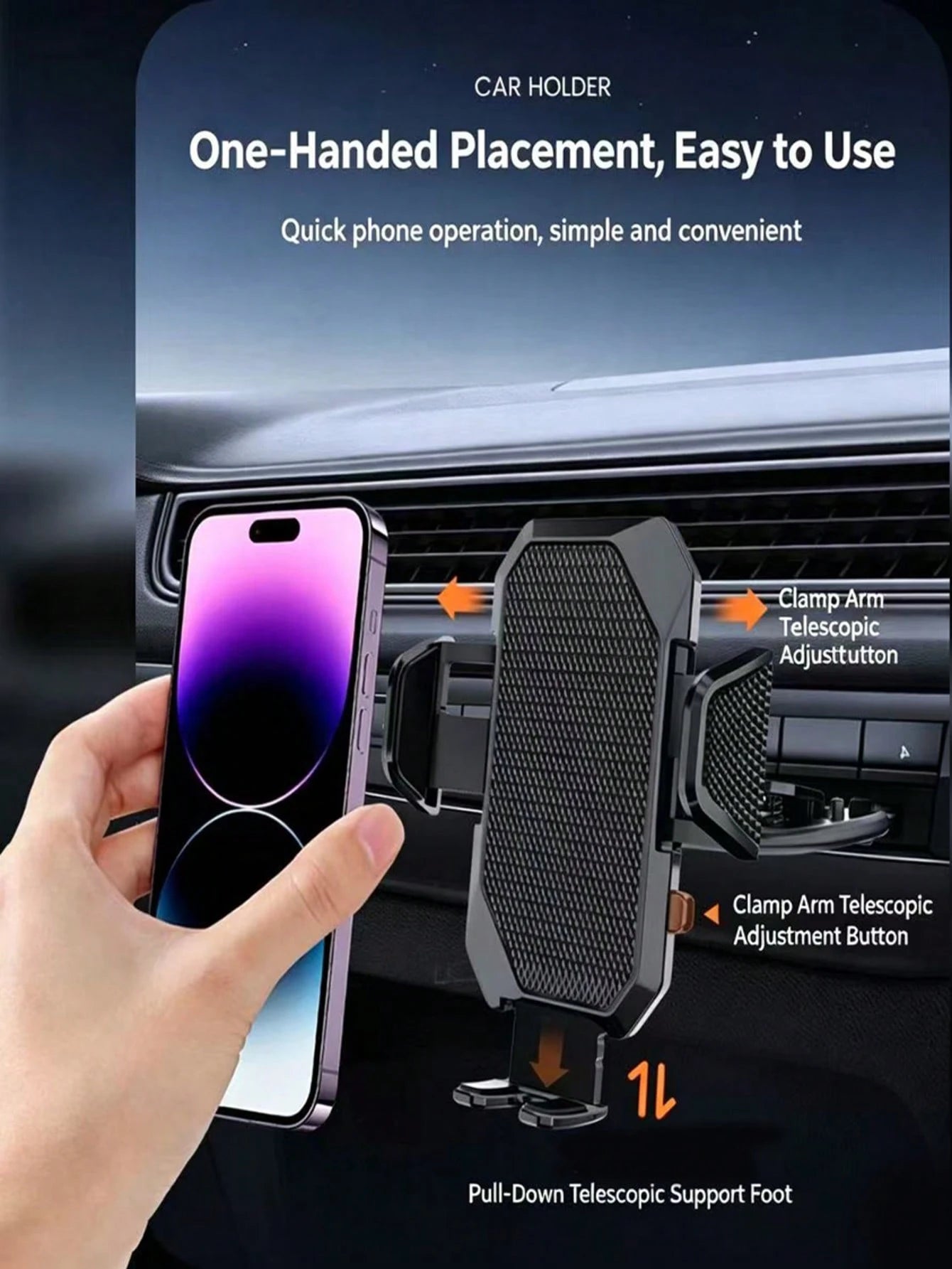 Universal Car CD Slot Phone Holder- Multi-Function Phone Navigation Mount With Auto-Locking Installation, 360° Rotation, No Drilling Required, Anti-Slip Design, Easy Installation, Strong Stability, H