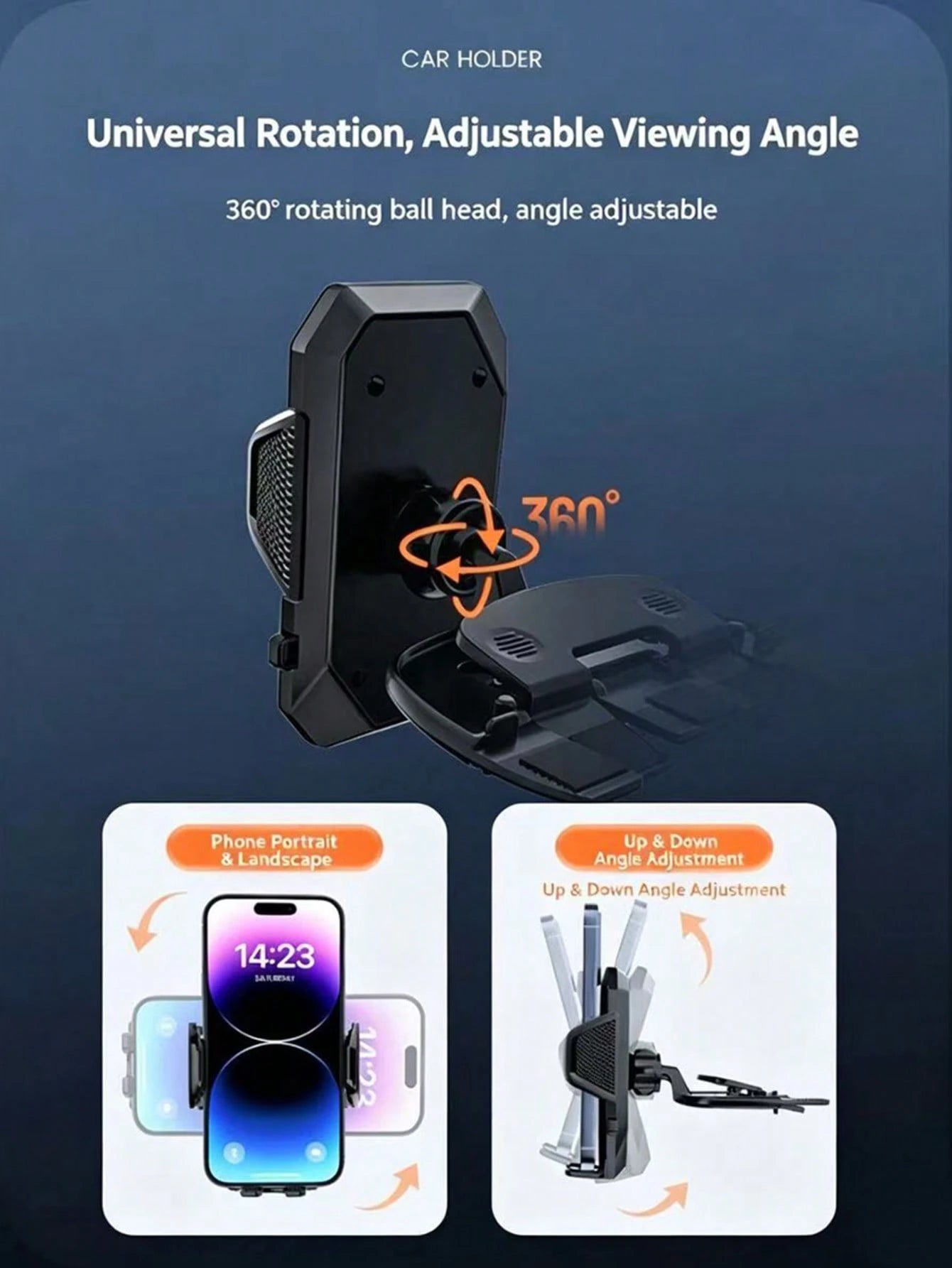 Universal Car CD Slot Phone Holder- Multi-Function Phone Navigation Mount With Auto-Locking Installation, 360° Rotation, No Drilling Required, Anti-Slip Design, Easy Installation, Strong Stability, H