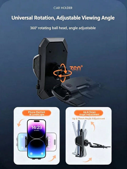 Universal Car CD Slot Phone Holder- Multi-Function Phone Navigation Mount With Auto-Locking Installation, 360° Rotation, No Drilling Required, Anti-Slip Design, Easy Installation, Strong Stability, H