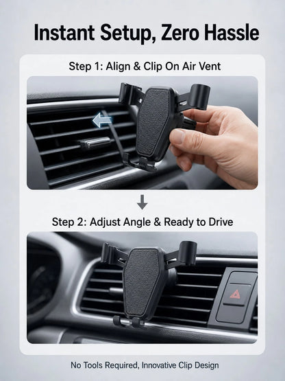 Universal Car Phone Holder Air Vent Mount, Hands-Free Car Phone Holder, Stable Anti-Shake Auto-Clamping Phone Holder, Suitable For 4.7–7.2 Inch Phones, One-Hand Quick Installation Navigation Holder, S
