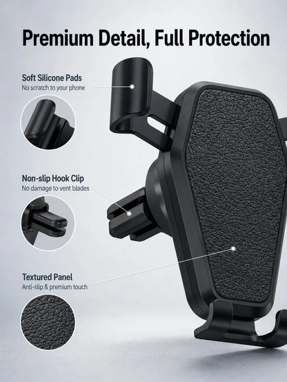 Universal Car Phone Holder Air Vent Mount, Hands-Free Car Phone Holder, Stable Anti-Shake Auto-Clamping Phone Holder, Suitable For 4.7–7.2 Inch Phones, One-Hand Quick Installation Navigation Holder, S