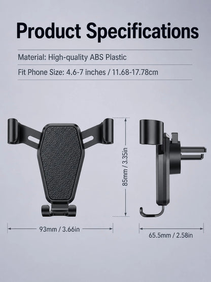 Universal Car Phone Holder Air Vent Mount, Hands-Free Car Phone Holder, Stable Anti-Shake Auto-Clamping Phone Holder, Suitable For 4.7–7.2 Inch Phones, One-Hand Quick Installation Navigation Holder, S