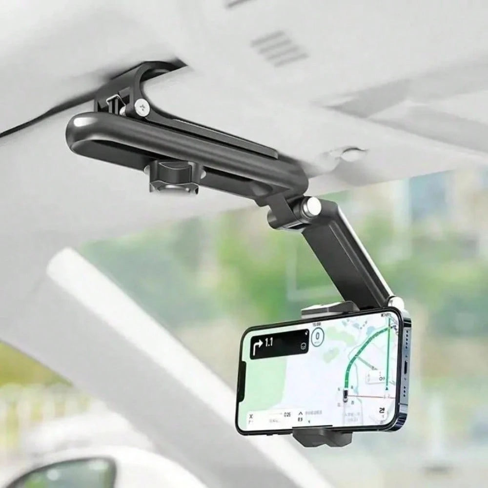 Universal Car Sun Visor Clip Phone Mount, 360° Adjustable Foldable Eye-Level Navigation Cell Phone Holder
