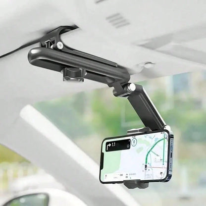 Universal Car Sun Visor Clip Phone Mount, 360° Adjustable Foldable Eye-Level Navigation Cell Phone Holder