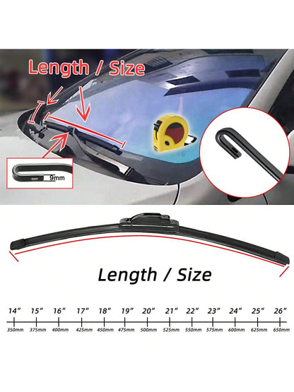 Universal Double Rubber Strip Wiper Blade J U-Shaped Hook 14 "16" 17 "18" 19 "20" 21 "22" 24 "26" Windshield Rubber Automotive Parts