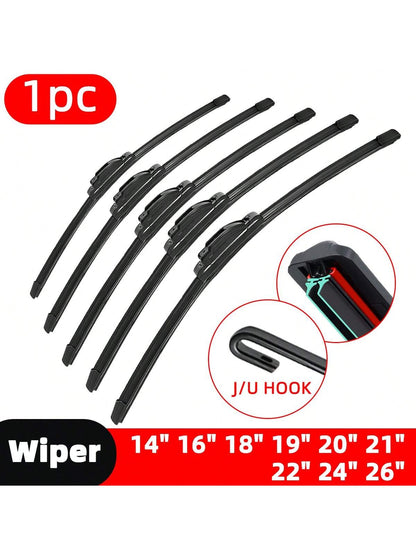 Universal Double Rubber Strip Wiper Blade J U-Shaped Hook 14 "16" 17 "18" 19 "20" 21 "22" 24 "26" Windshield Rubber Automotive Parts
