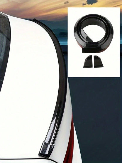 Universal Glossy Black Windshield Lip Kit For Car Rear Window Roof Windshield Exterior Rear Windshield Glass Kit, Universal Fit, No-Damage Installation