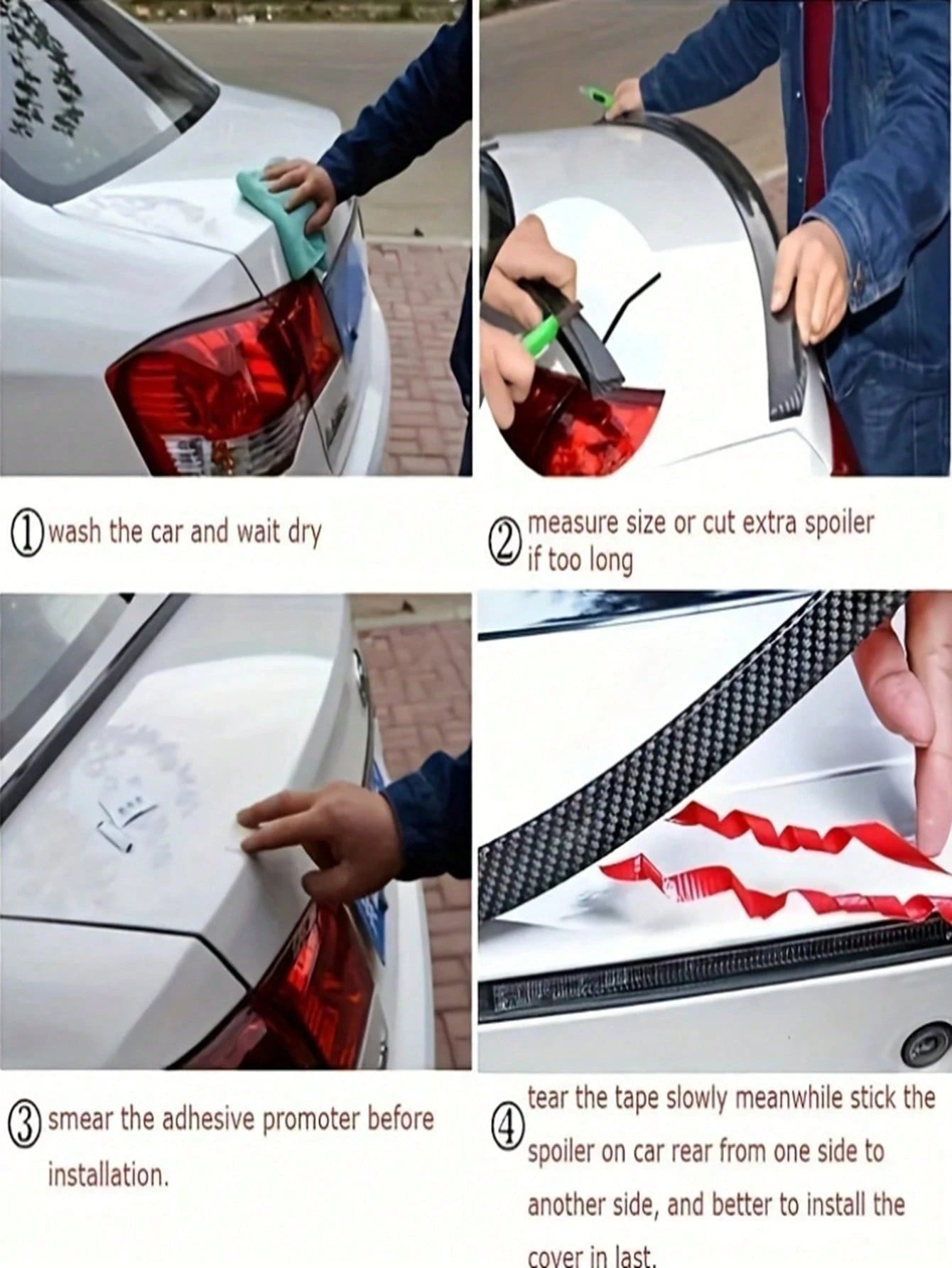 Universal Glossy Black Windshield Lip Kit For Car Rear Window Roof Windshield Exterior Rear Windshield Glass Kit, Universal Fit, No-Damage Installation