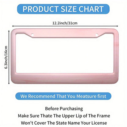 Universal Metal Car License Plate Frame 12x6 Inch Pink Metal Car Accessory Durable Weatherproof With Vibrant Color Design Rust Resistant Finish Easy Installation For All Vehicles