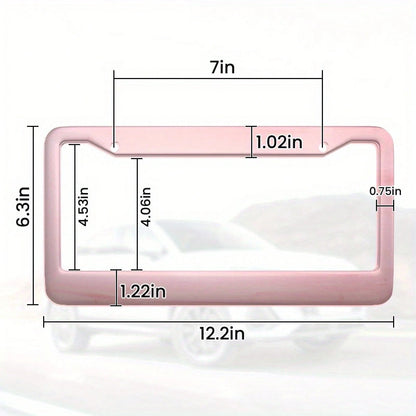 Universal Metal Car License Plate Frame 12x6 Inch Pink Metal Car Accessory Durable Weatherproof With Vibrant Color Design Rust Resistant Finish Easy Installation For All Vehicles