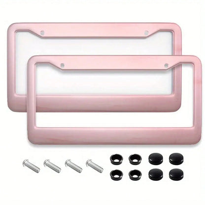 Universal Metal Car License Plate Frame 12x6 Inch Pink Metal Car Accessory Durable Weatherproof With Vibrant Color Design Rust Resistant Finish Easy Installation For All Vehicles