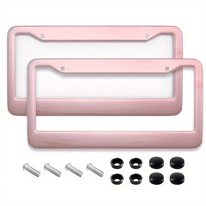 Universal Metal Car License Plate Frame 12x6 Inch Pink Metal Car Accessory Durable Weatherproof With Vibrant Color Design Rust Resistant Finish Easy Installation For All Vehicles
