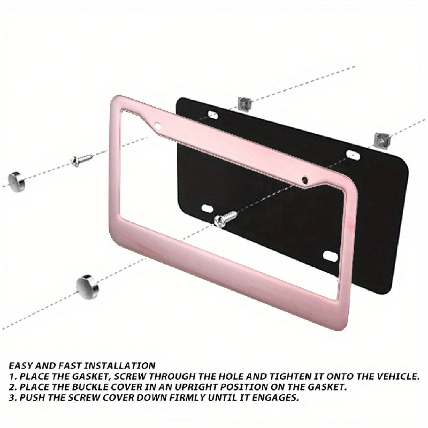 Universal Metal Car License Plate Frame 12x6 Inch Pink Metal Car Accessory Durable Weatherproof With Vibrant Color Design Rust Resistant Finish Easy Installation For All Vehicles