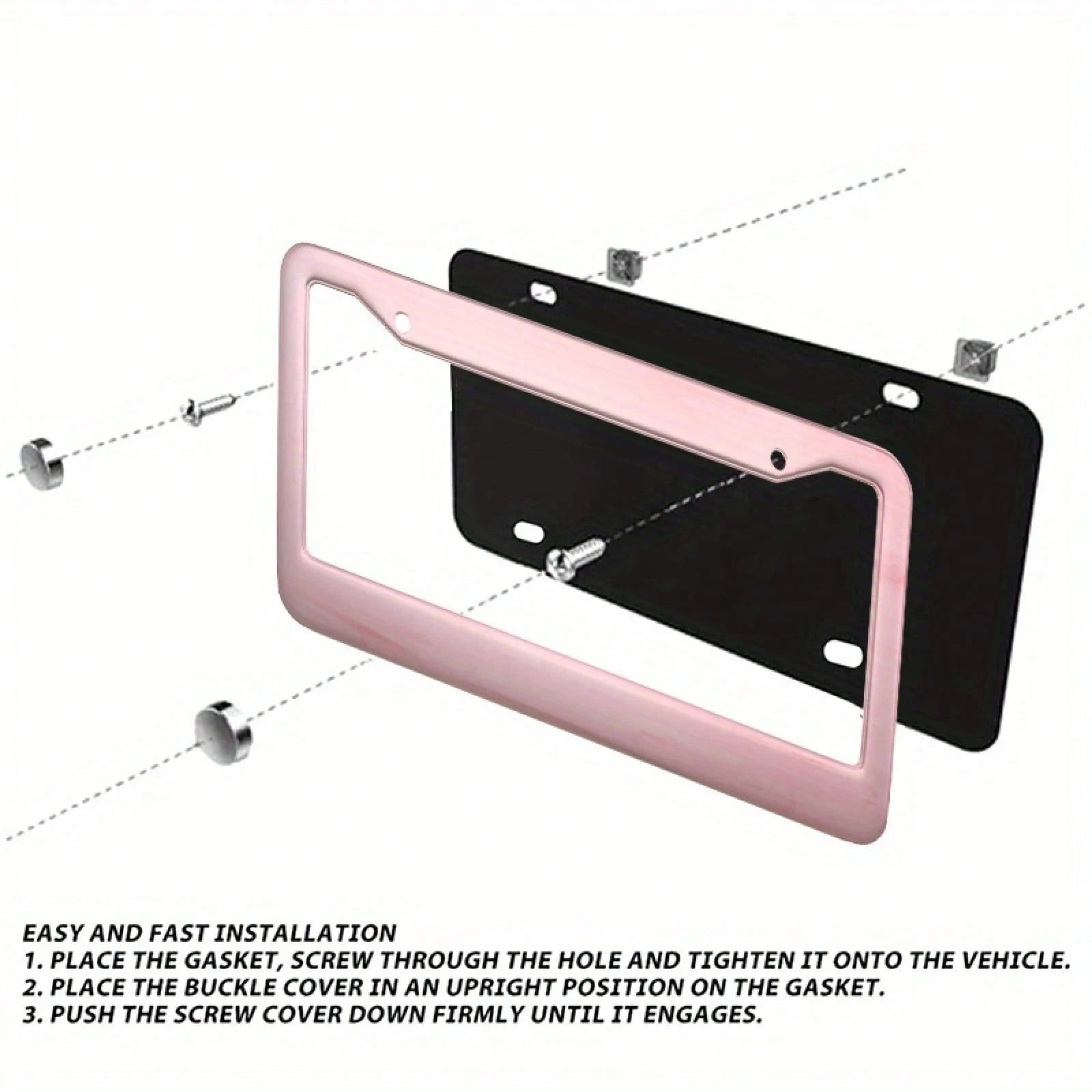 Universal Metal Car License Plate Frame 12x6 Inch Pink Metal Car Accessory Durable Weatherproof With Vibrant Color Design Rust Resistant Finish Easy Installation For All Vehicles