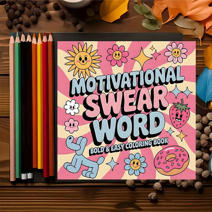 (Upgraded Deluxe Version, Thick Paper, 20.5*20.5cm) "Inspirational Profanity Quotes Bold Easy Coloring Book: 22 Easy Pages", Suitable For Couples And Families, Perfect For Parties, Valentine's Day, Bi