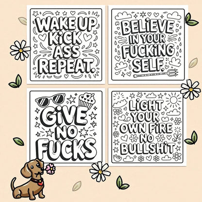 (Upgraded Deluxe Version, Thick Paper, 20.5*20.5cm) "Inspirational Profanity Quotes Bold Easy Coloring Book: 22 Easy Pages", Suitable For Couples And Families, Perfect For Parties, Valentine's Day, Bi